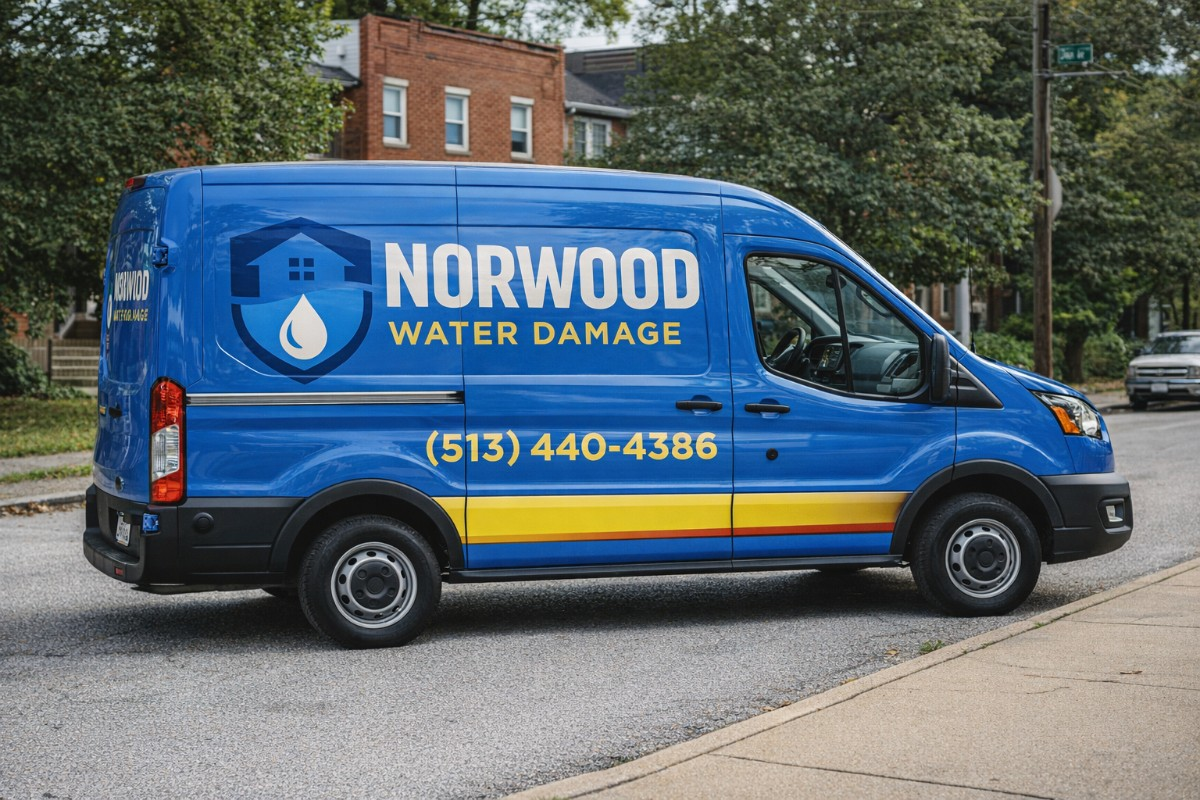 Norwood Water Damage service van with phone number